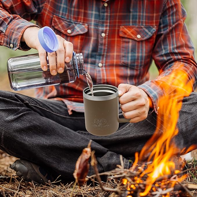 COREFLEX 12 oz Insulated Coffee Mug with Handle & Lid, Stainless Steel Double Walled Vacuum Insulated Tumbler, Travel Coffee Cup Thermal Cup - Home, Office, Travel, Outdoor, Camping