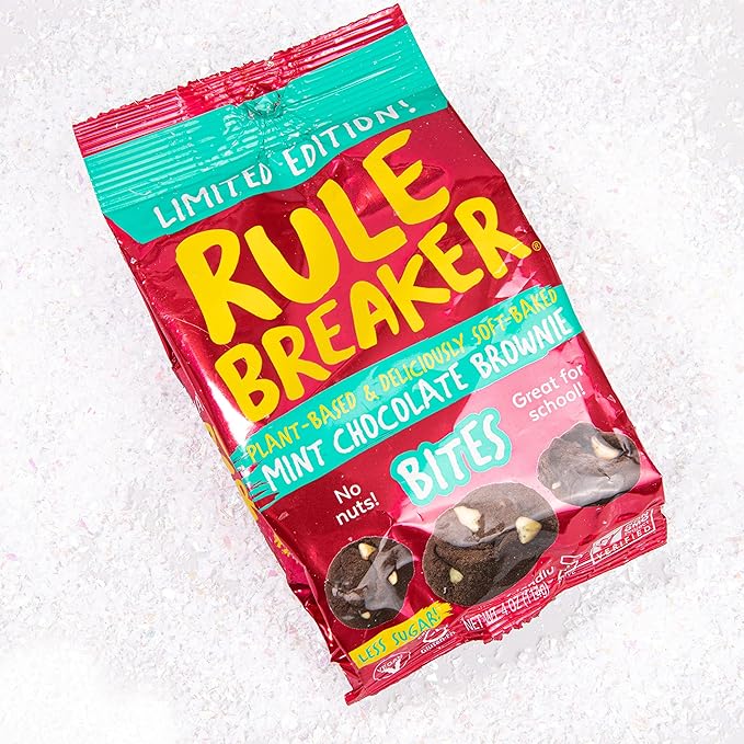Rule Breaker Vegan & Gluten-Free Cookies | Mint Chocolate Brownie Bites |Plant-Based, Dairy, Nut, Soy, Allergen Free, Kosher | Soft-Baked School Snacks for Kids and Adults (Pack of 3)
