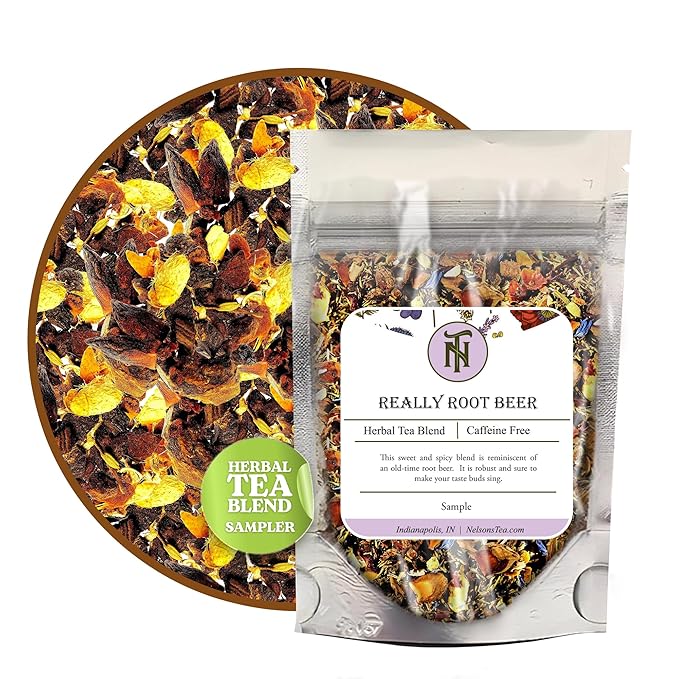 Nelson's Tea Really Root Beer - Sarsaparilla Root Herbal Loose Leaf Tea; Blend of Flavors like Sarsaparilla, Sassafras Burdock, and More! - Sample