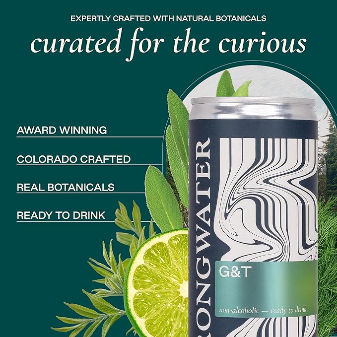 Strongwater Non Alcoholic Bitters & Soda - 12 Pack Cans (8.4 Fl Oz Each) - Premium Non Alcoholic Drinks - Ready to Drink Bitters and Soda, Alcohol Free Drinks, Sugar Free with Soda & Chai Spice Blend