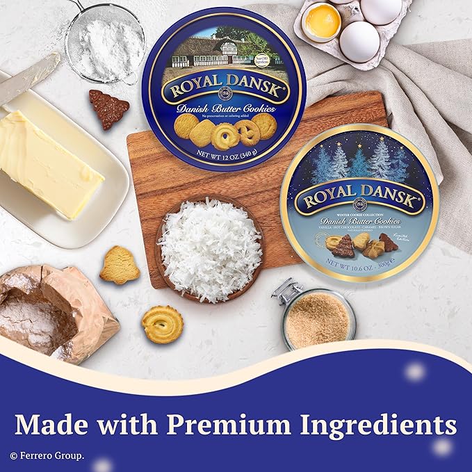 Royal Dansk Danish Butter Cookies, Holiday Cookie 4 Pack, Gift Tin, 45.2 oz