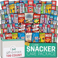 Gift A Snack - Thanksgiving, Holiday, Christmas Stocking Stuffer Snack Box Variety Pack Care Package + Greeting Card (100 Count) Birthday Sweet Treats Gift Basket, Candies Chips Crackers Bars