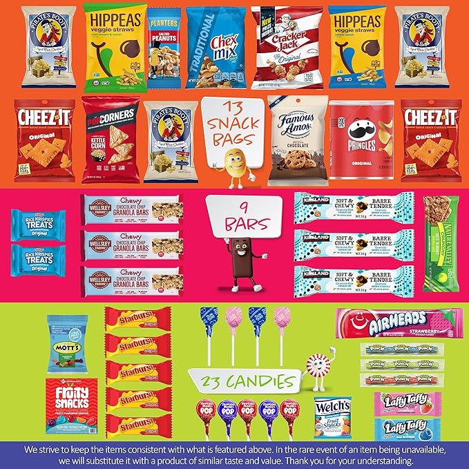 I AM Snacky - Thanksgiving Snack Box Variety Pack Care Package + Greeting Card - SNACKY'S FESTIVE FAVES (45 Count) Birthday Sweet Treats Gift Basket, Candies Chips Office Food Assortments
