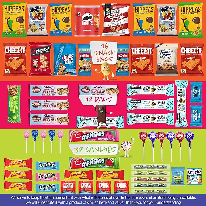 I AM Snacky - Thanksgiving Snack Box Variety Pack Care Package + Greeting Card - SNACKY'S SOCIAL SAMPLER (60 Count) Birthday Sweet Treats Gift Basket, Candies Chips, Food Assortments