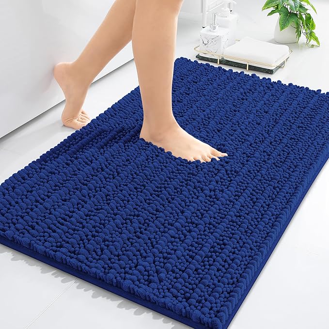 Arotive Luxury Chenille Bathroom Rug Mat, Extra Soft Thick Absorbent Shaggy Bath Rugs, Non-Slip Machine Wash Dry, Plush Bath Mats for Bathroom, Shower and Tub, 34x21, Royal Blue