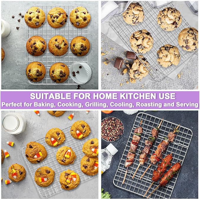 P&P CHEF Toaster Oven Pan with Wire Rack, Stainless Steel Baking Oven Sheet Tray, Bacon Pan and Cooling Rack for Cooking Roasting Cookie, Dishwasher Safe & Easy Clean, 9 x 7 x 1 Inch