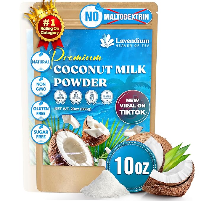 Lavendium, 10oz Coconut Milk Powder, 100% Natural, Unsweetened, Perfect for Cake, Coffee, Tea, Creamer Alternative, No Additives, No Gluten, Vegetarian.