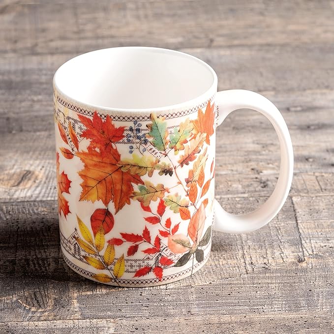 Maison d' Hermine Coffee Mug with Handles Fine Bone China Mugs Pack of One Tea Cups for Hot Beverages Cappuccino Latte Home Restaurant Office Perfect for Gift (Amarante - Automne, 15 Ounce)