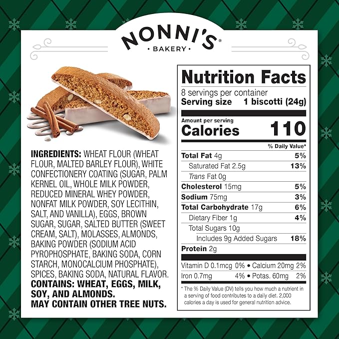 Nonni's Gingerbread Biscotti Holiday Cookies - 6 Boxes Gingerbread Cookies - Gingerbread Christmas Cookies w/Almonds & White Icing - Biscotti Individually Wrapped Cookies - Italian Cookies - 6.88 oz