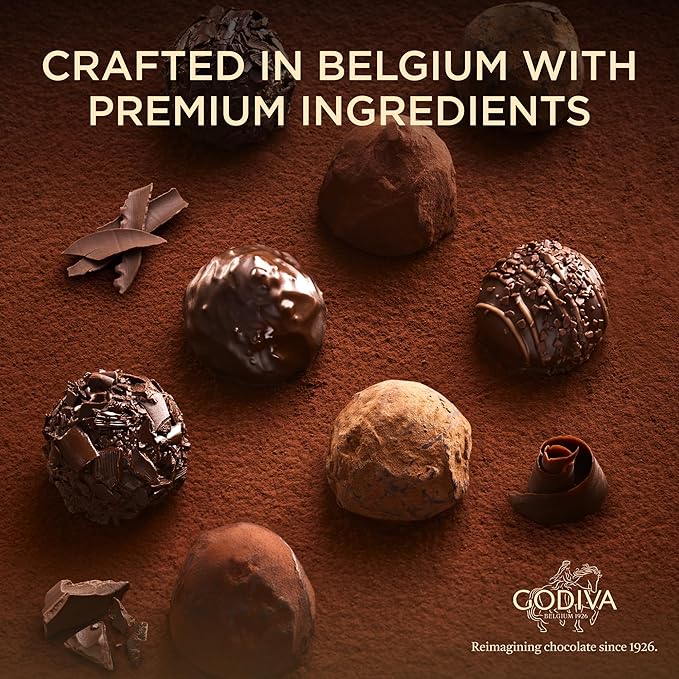 Godiva Dark Chocolate Truffle Gift Box, Belgian Dark Chocolates with Ganache Center, Gourmet Gift for Birthdays, Holidays, Non-GMO & Kosher, 24 Pc