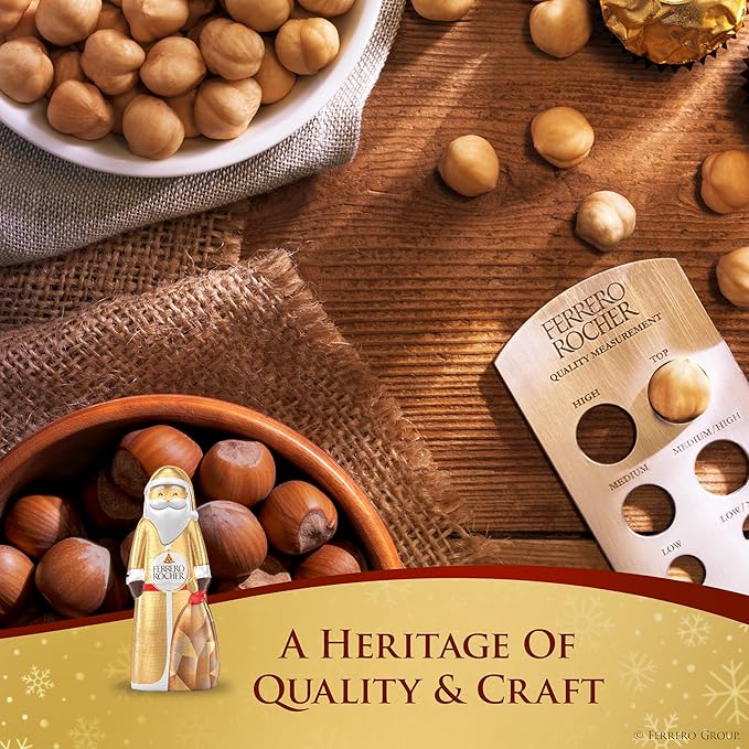 Ferrero Rocher, Milk Chocolate Hazelnut Hollow Santa, Holiday Chocolate Gift, 2.4 oz