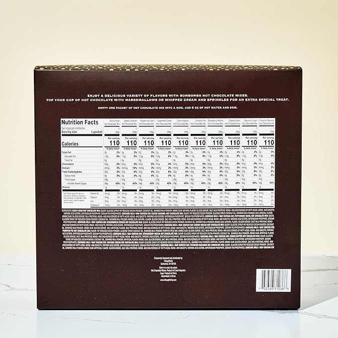 BomBombs Mini Hot Chocolate Gift Set in Signature Brown Packaging, Dessert Flavors Include Rocky Road, Cookie Butter, Pumpkin Pie & More, Set of 12