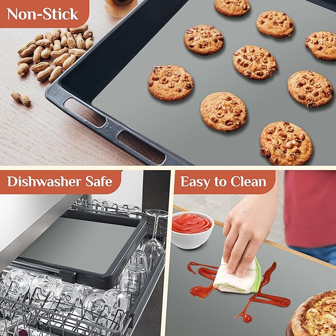 Silicone Baking Mat, 16 IN x 6 FT Free Cutting Baking Sheet, Non-Stick Reusable Dough & Pastry Mat, Non-Slip Silicone Mat Roll for Air Fryer Liner, Freeze Dryer, Oven Baking Pan, Kitchen Counter