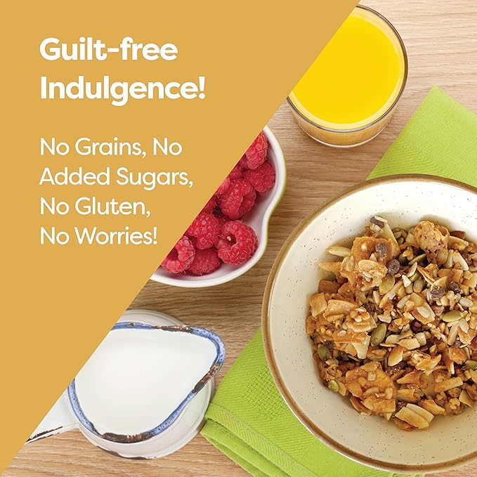 Kiss My Keto Sugar Free Granola, Peanut Butter Chocolate 4-Pack – Curb Cravings with Few Net Carbs – Allulose Sweetened, Resealable & Gluten-Free Crunchy Clusters – Grain Free Granola Great With Yogurt or Milk