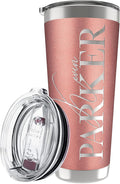 Be Burgundy Personalized Tumbler with Engraved Name - 12 Designs, 30 Oz Coffee Tumbler with Slider Lid, Rose Gold, Double Wall Insulated - Gift for Mom, Women, Personalized Gift for Her