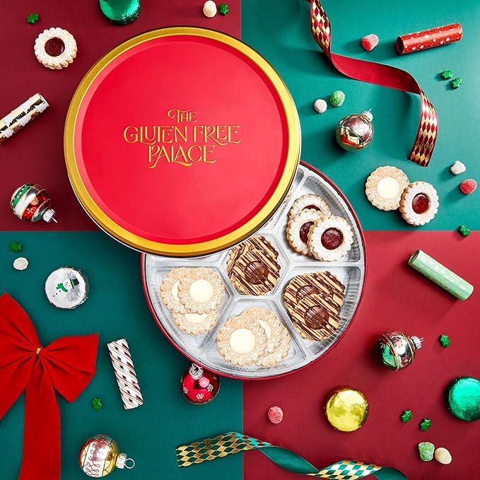 Gluten Free Palace Cookie Gift Basket – Assorted Shortbread Linzer Tart Cookies in Tin – Variety Cookie Gift for Birthday, Anniversary, Adults, Men & Women