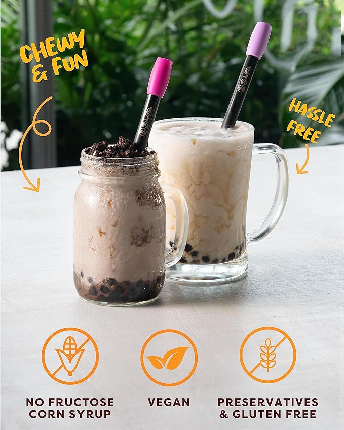 BOBA FIDE Instant Brown Sugar Boba Tapioca Pearls, 12 Packets of Microwavable Black Tapioca Pearls for Boba Bubble Tea, Ready in 25 Seconds, No Corn Syrup, Preservatives & Gluten Free, Vegan