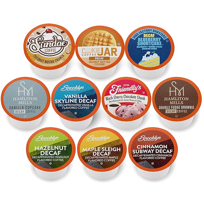 Two Rivers Coffee Decaf Flavored Coffee Pods Compatible with Keurig K Cup Brewers, Assorted Variety Pack Decaffienated Flavored Coffee, 40 Count