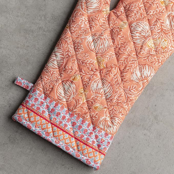 Maison d' Hermine Oven Gloves 100% Cotton Oven Mitt 7" x 13" with Loop Heat Resistant, BBQ, Cooking Gloves, Baking, Grilling, Kitchen, Handling Hot Pans (Pack of 1, Harvest Festival)
