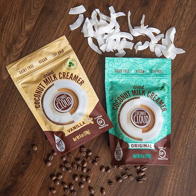 Coconut Cloud: Shelf Stable Vegan Coffee Creamer | Keto Friendly, Unsweetened Coconut Milk Powder | Low Sugar, Dairy Free, Non-GMO, Plant Based, Gluten & Soy Free, USA Made, Original 6 oz