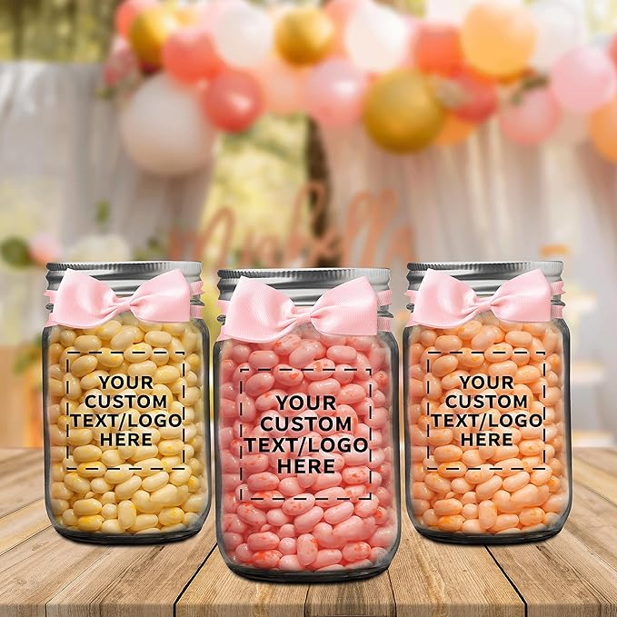DISCOUNT PROMOS 100 Decorating Mason Jars Set, 12 oz. - Customizable Text, Logo - Canning, Aluminum Lid - Black