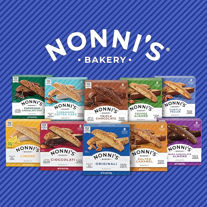 Nonni's Turtle Pecan Biscotti Italian Cookies - 6 Boxes Caramel Pecan Cookies Dipped in Milk Chocolate - Butter Pecan Biscotti Individually Wrapped Cookies - All Natural Ingredients - Kosher - 6.88 oz