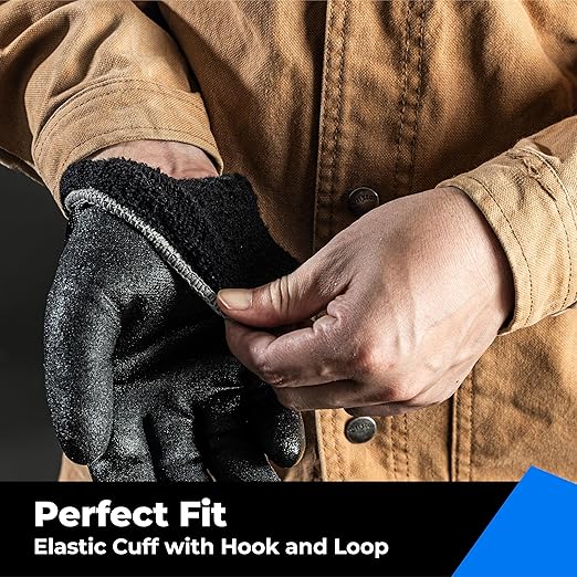 Waterproof Gloves Bulk Pack for Men and Women, 3 Pairs, Freezer Gloves with Grip, Double Nitrile Dipped for Extreme Oil Repellent, for Construction, Mechanics, Mining, Plumbing, Black, Medium