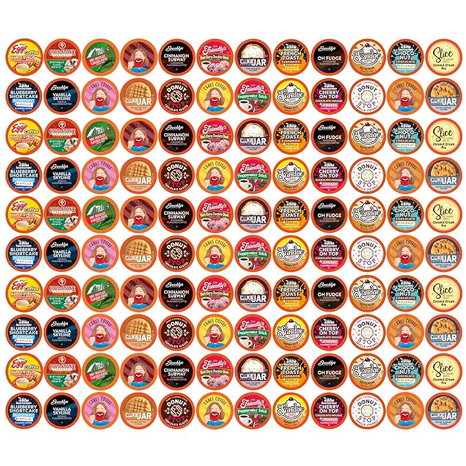 Coffee Pod Variety Packs Super Flavored Sampler, Assorted, Compatible with 2.0 K-Cup Brewers, Variety Pack, 120 Count (Pack of 1)