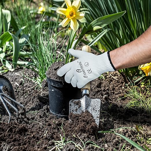 I9 Essentials Work Gloves – 12 Pairs Large Cotton Gloves with Anti-Slip PVC Dots – Durable, Lightweight Safety Gloves for Gardening, Construction, Carpentry & Warehouse Use