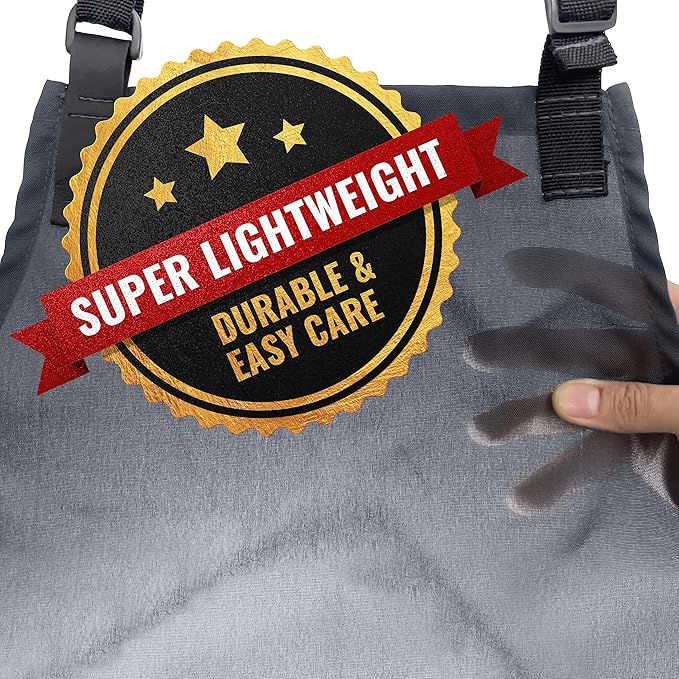 Under NY Sky Super Light Apron - Pocket, Towel Loop, Leather Reinforcement - Kitchen Bib Apron - Cook, Chef, Server, Barista