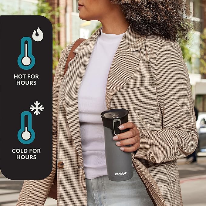 Contigo West Loop 2.0 Leak-Proof Spill-Proof Insulated Stainless Steel Travel Mug, 16oz., 2 Pack, Agave Metallic & Sake Metallic
